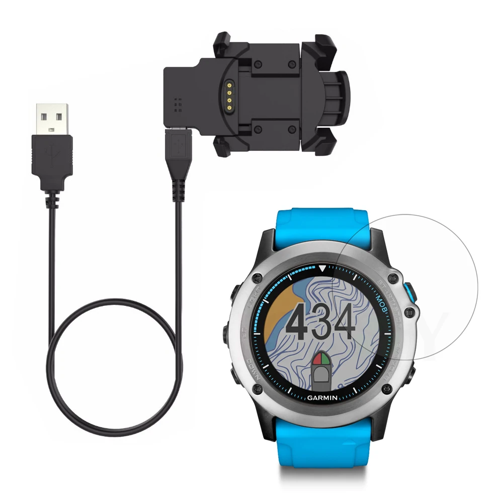 USB Charging Cable Charger Cables + Screen Protector Shield Film For Garmin Quatix 3 Quatix3 Smart Watch Accessories | Электроника