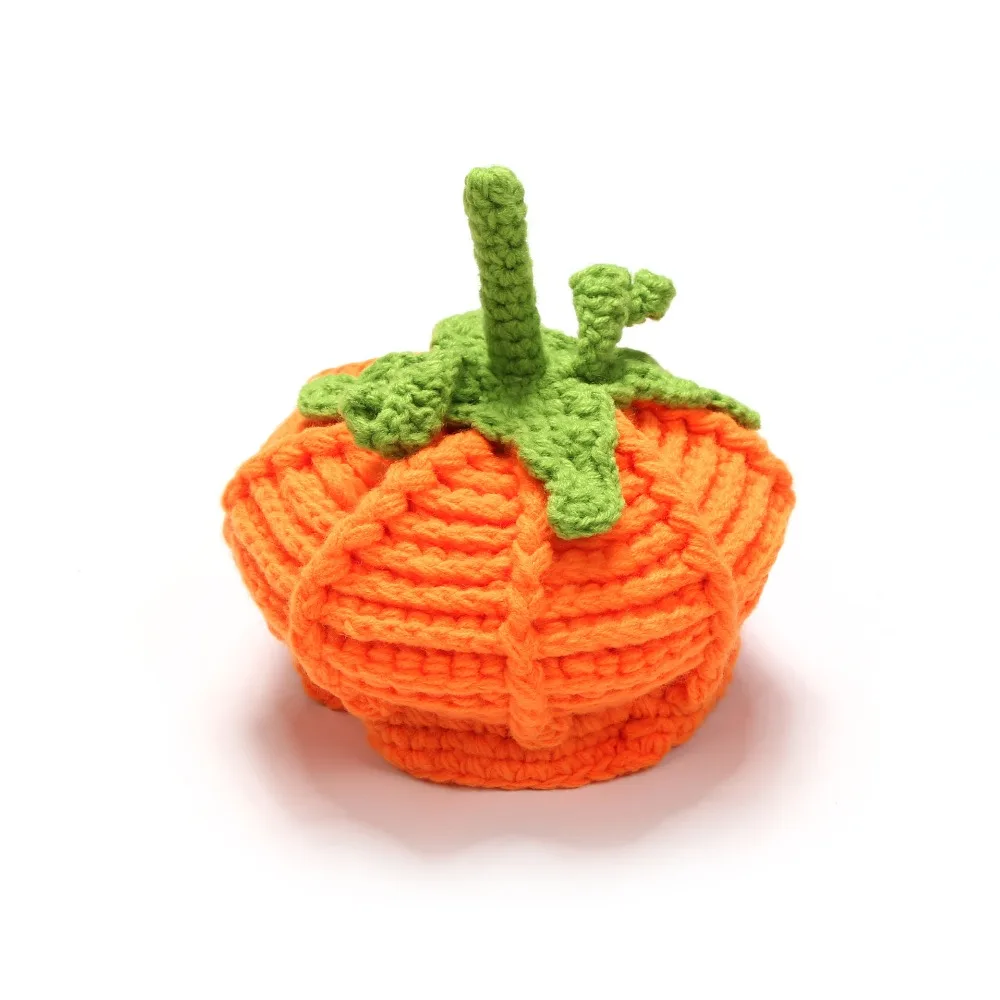 

2019 Baby Pumpkin Hat For A Girl Baby Boys And Girls Halloween Gift Children's Yellow Wool Handmade Cap For 0-6M
