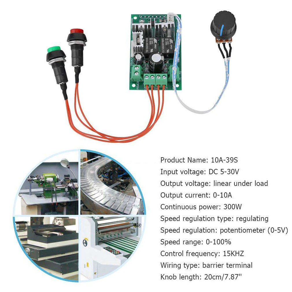 DC5-30V 10A PWM контроллер двигателя постоянного тока 6 в, 12 В, 24 В постоянного тока, вперед назад регулятора