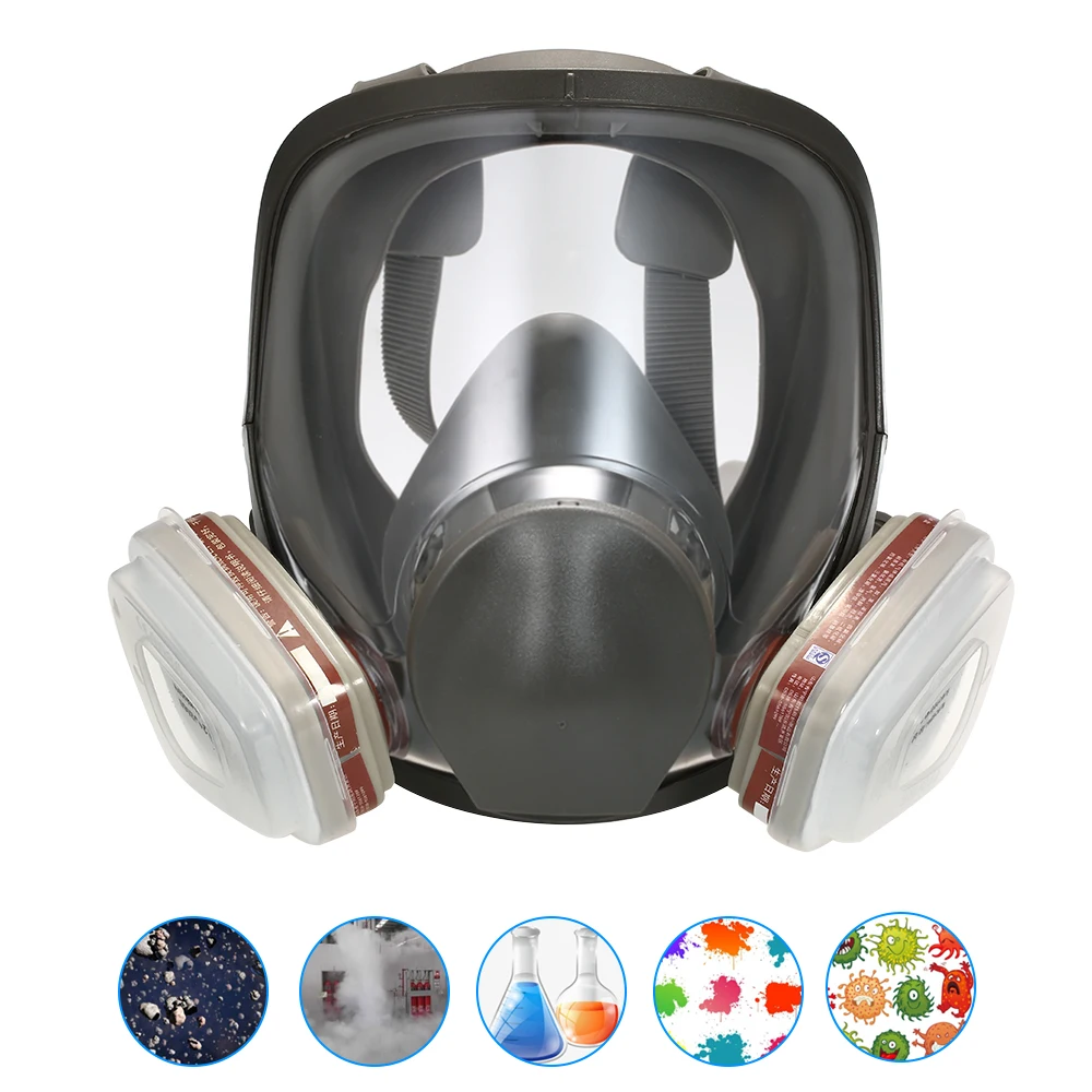 

Full Face Mask 6800 Full Facepiece Respirator with 2Pcs Organic Gas Vapor Filter Cartridge Filter Cotton Cover