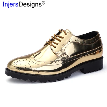 

New Arrival Men Dress Shoes Fashion Lace-Up Pointed Toe Bullock Carve Business Men Shoes Flats Plus Size 38-47 Zapatos De Hombre
