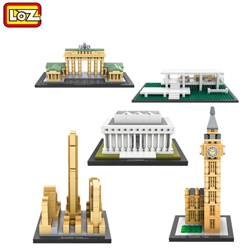 

2016 new LOZ Diamond Blocks Architecture DIY Building Toy Elizabeth Tower Juguetes Lincoln Memorial Kids Gift 1003-1011-1012