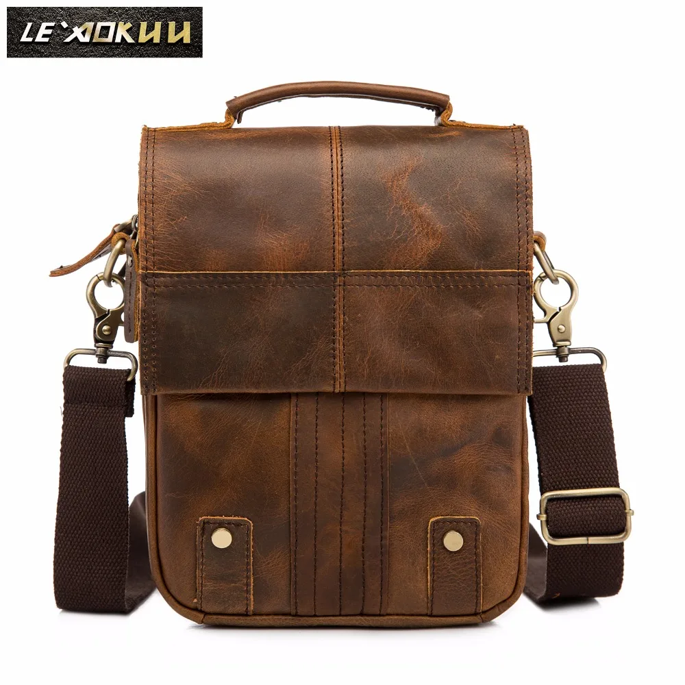 

Quality Leather Male Casual Design Shoulder Messenger bag Cowhide Fashion Cross-body Bag 8" Tablet Tote Mochila Satchel bag 152