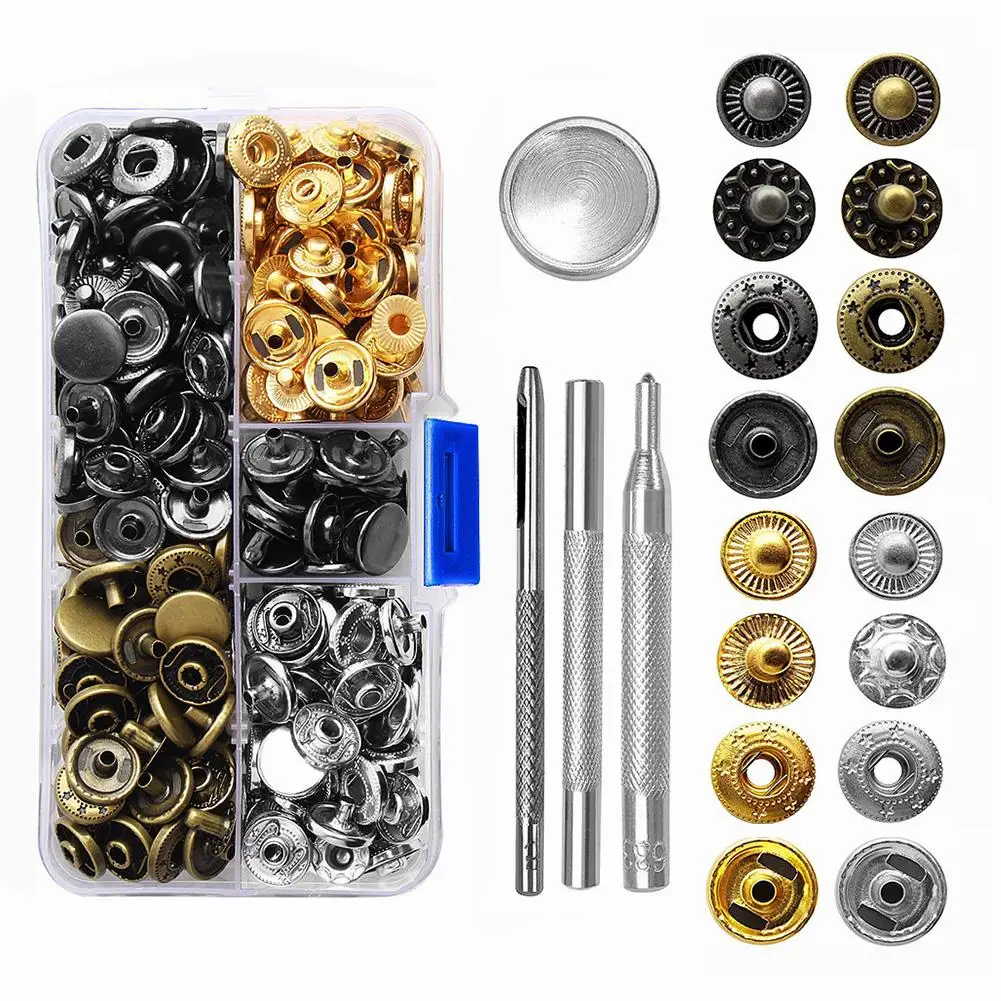 

Four Colors Metal Snap Button Handcraft Tools Down Jacket Button DIY Leather Craft Rivets Replacement 40