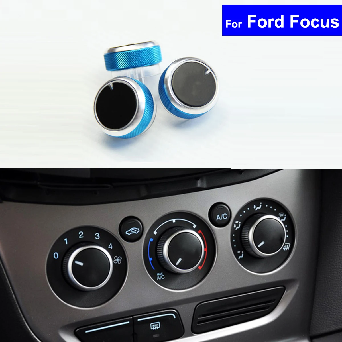 3 X Chrome Aluminum Replacement Car Air Conditioner A/C Control Knobs