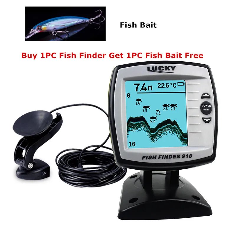 

Lucky Fish Finder FF918-180S Wired Sensor Fishfinder 45 Degrees Sonar Fish Lur Echo LCD