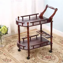 Гостиничные журнальные столики на колесиках из цельного дерева, универсальная полка, демонстрационная стойка, бытовые двухслойные передвижные чайные столы, обеденная машина