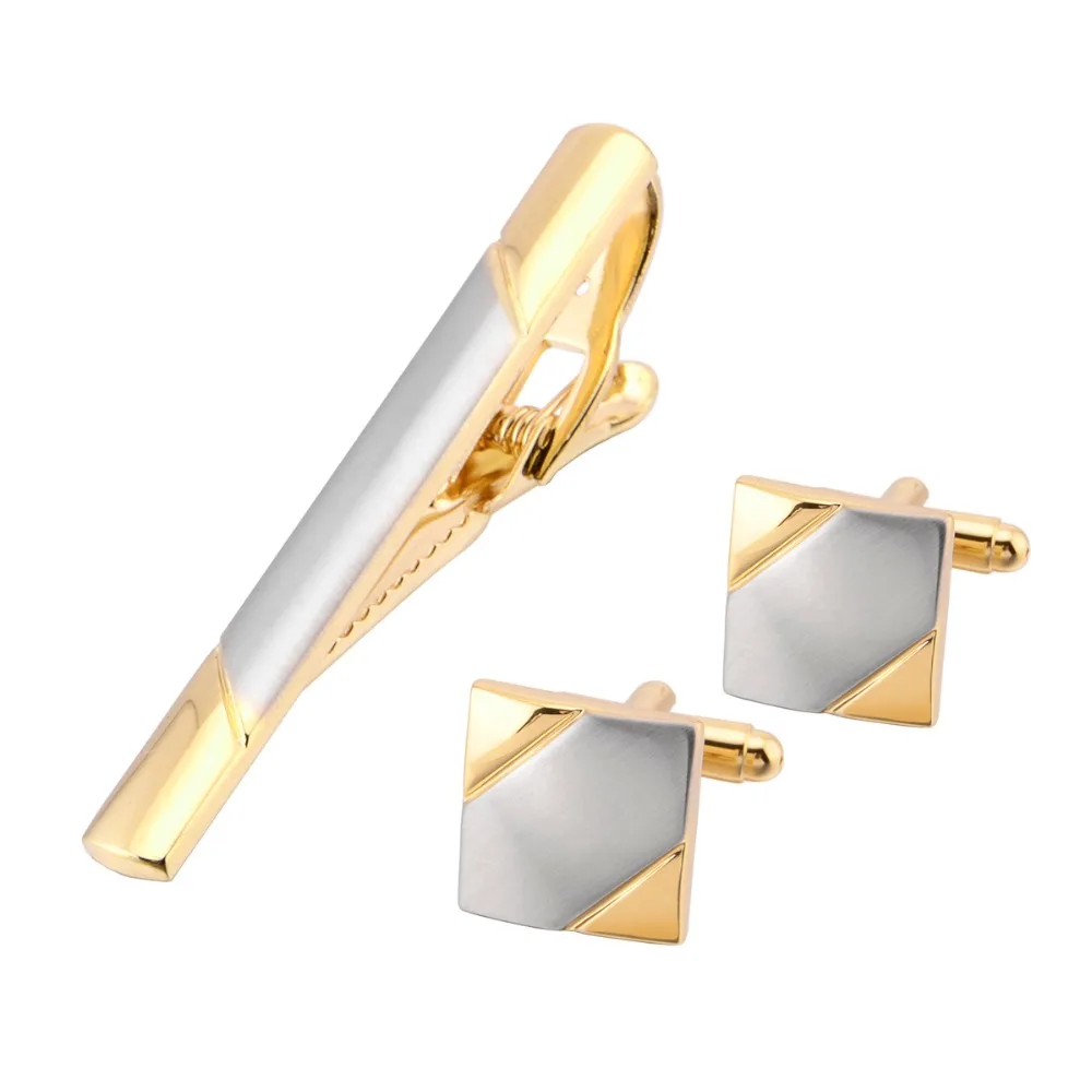 

Cufflink Tie Clip Mens Cufflinks For Men Gold Square Formal Cuff Links Clip Brand Meeting Suit Best Man Elegant Gifts QiQiWu
