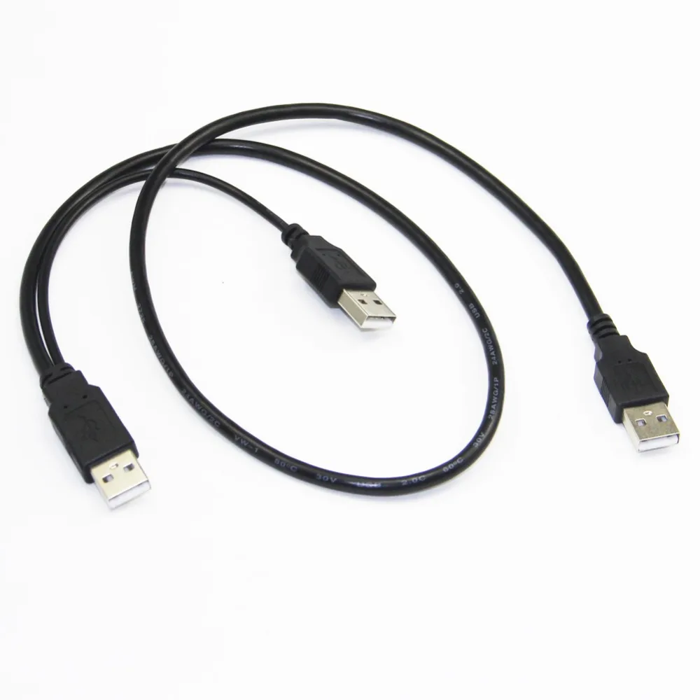 Bochara 2 в 1 двойной USB 2,0 Тип A папа-тип A+ USB источник питания Y USB кабель из фольги+ Плетеный экранированный для HDD