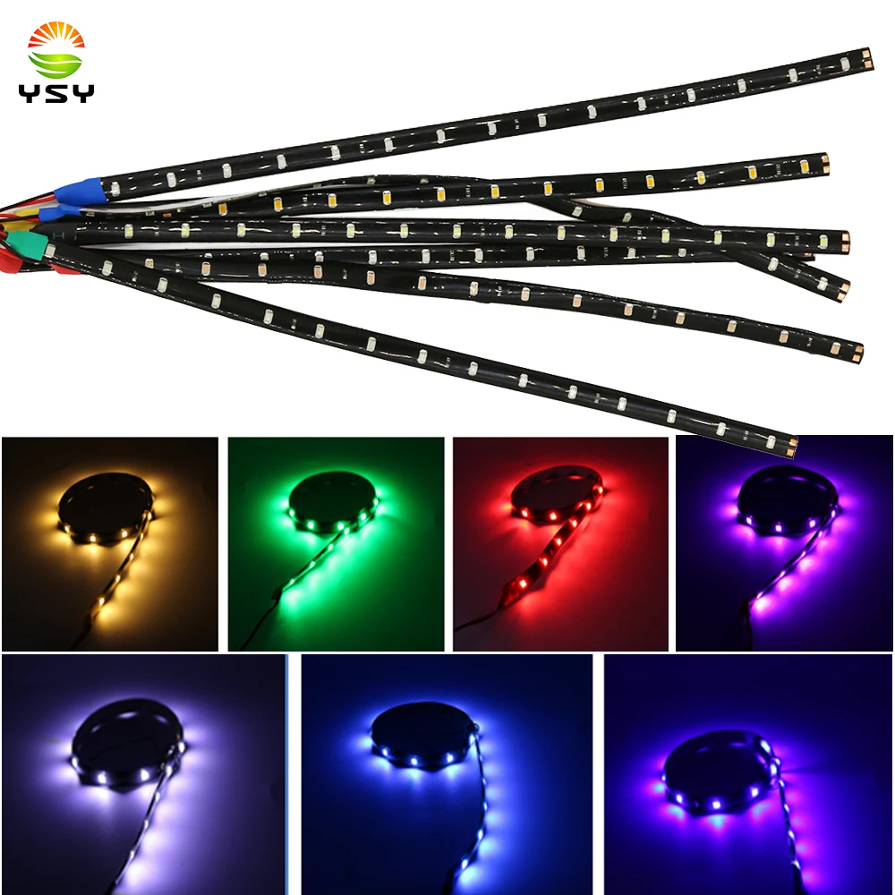 

YSY 1PCS 30CM LED Strip Lights 1210 15 SMD LED Car Strip Holiday Light Flexible Decorative Lamp Tape DRL Lamps waterproof 12V