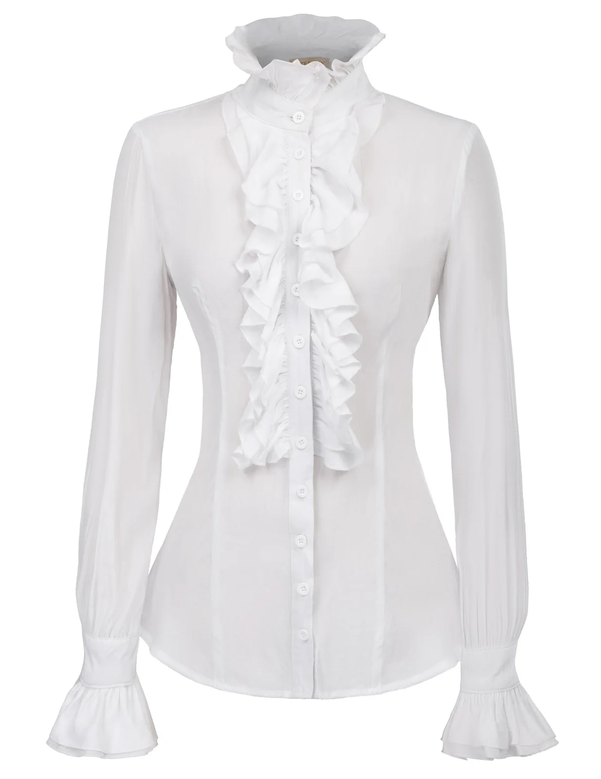 KK solid color Vintage Retro tops women blouses Victorian Style Long ...
