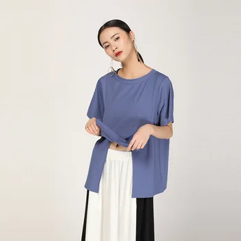 

LANMREM 2020 new summer clothes fashion women round neck batwing sleeves loose free size vintage female T-shirt WH11111