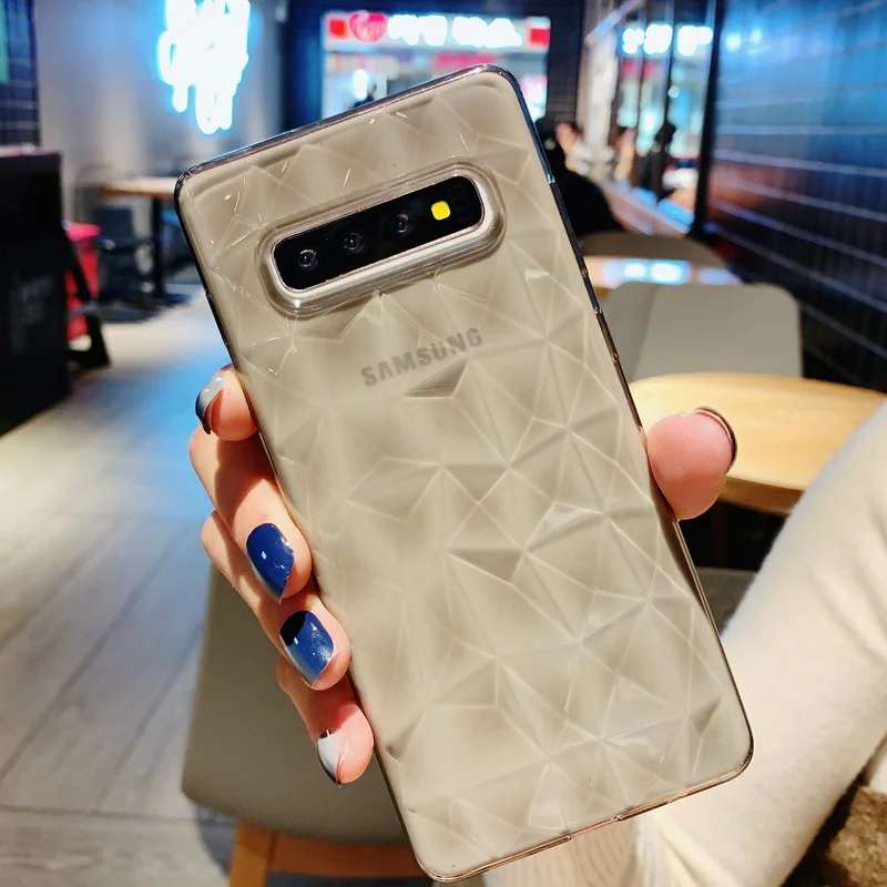 3D Алмазный кристально чистый мягкий силиконовый чехол для samsung Galaxy S10 Plus S10e S9 S8 Note 9 8 Coque - Цвет: Gray