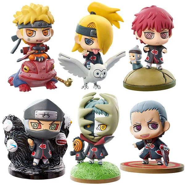

6pcs/set Anime Naruto Zetsu Deidara Uzumaki Naruto Sasori Kakuzu 5cm Q Version Model Pvc Small Kawaii Action Figure Toys Doll