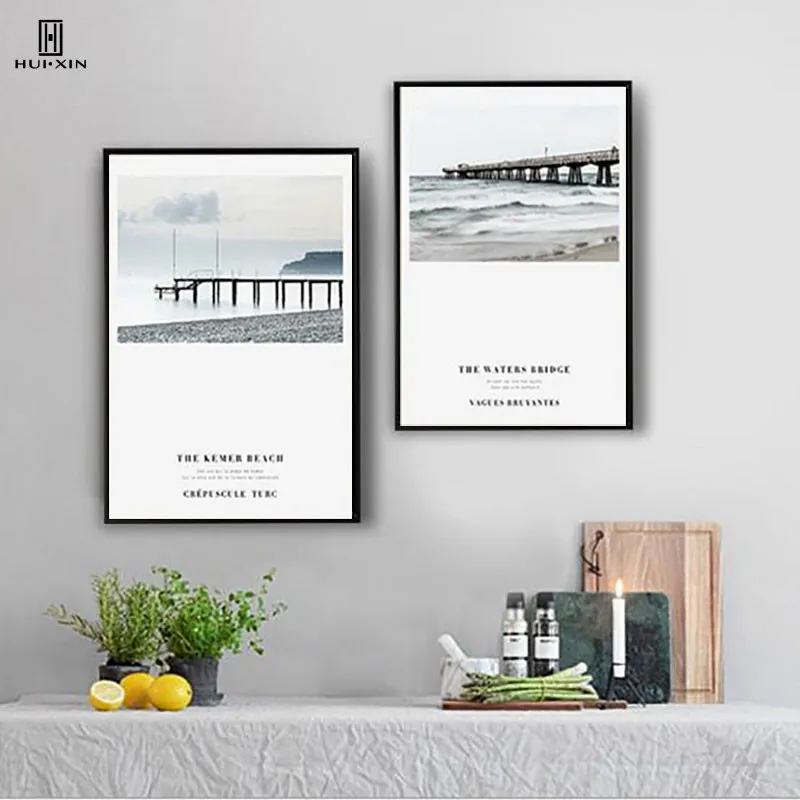 

Beach Pier View Of The Vast Blue Sea Having A Long Wooden Bridge Creative Decorative Canvas Posters Paintings For Room Decor