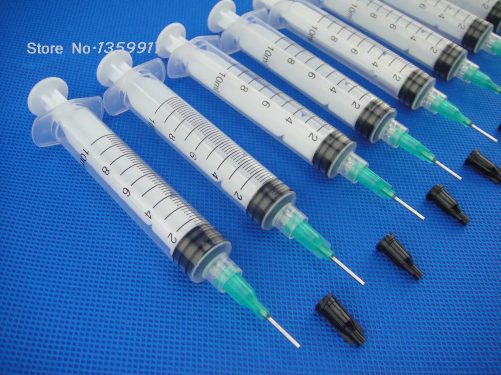 10cc/10ML syringe 18 gauge BLUE Blunt Dispensing Needle Glue Adhesive