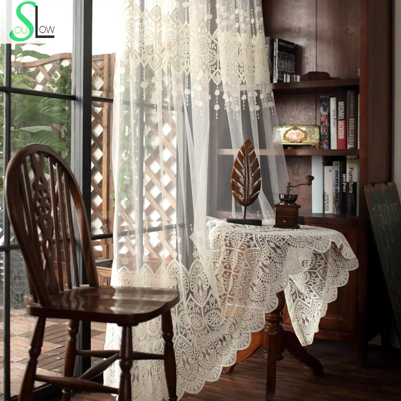 Embroidery Tulle Sheer Volie Window Curtains For Living Room