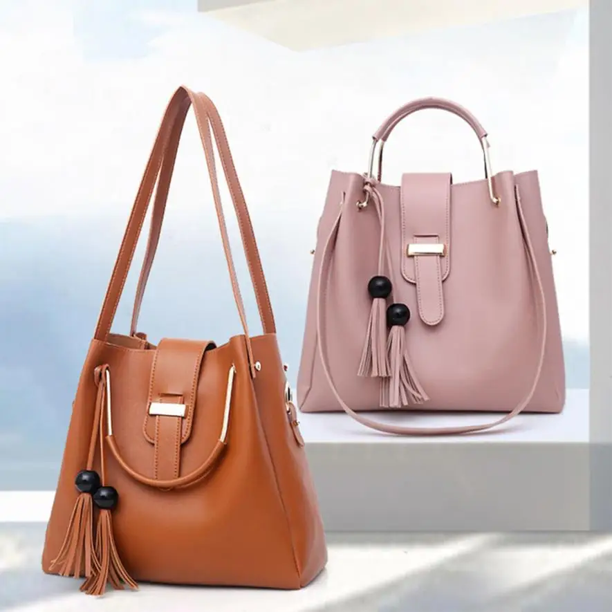 3PCS Women Composite Bag Fashion Leather Tassel Shoulder Bag Crossbody Bag Handbag For Women Girls High Quality Handbags