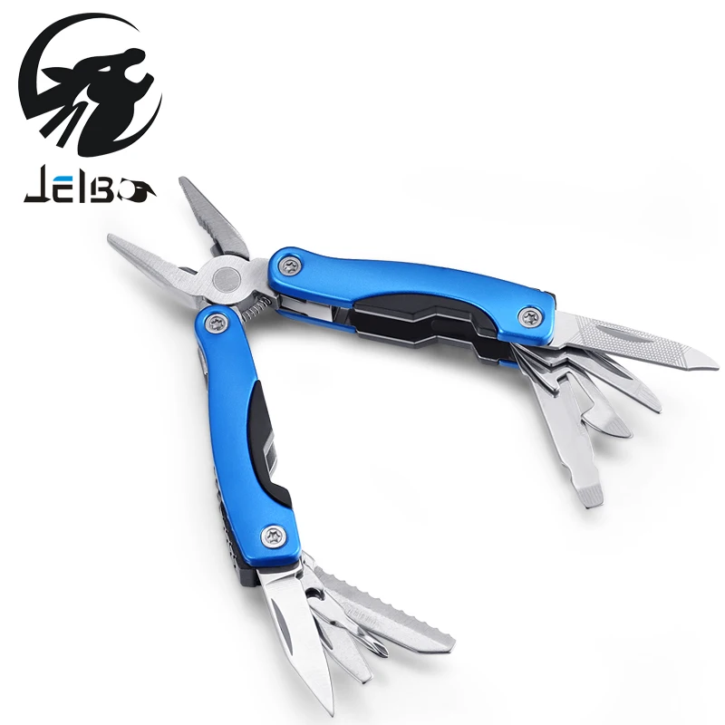 

Jelbo Outdoor Survival 9 In1 Multitool Plier Sets Portable Pocket Mini Knit Compact Knives Opener Pry bar Saw Stainless Steel