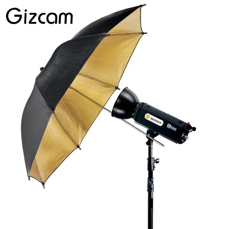 Gizcam Portable 83cm 33 inch Studio Video Flash Light Umbrella Reflective Reflector Black Golden