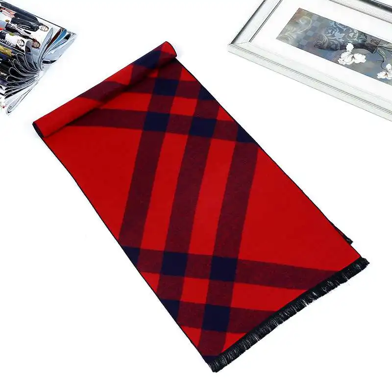 Winter Scarf Luxury Brand Men Causal font b Tartan b font Scarves Design Cashmere Scarf Foulard
