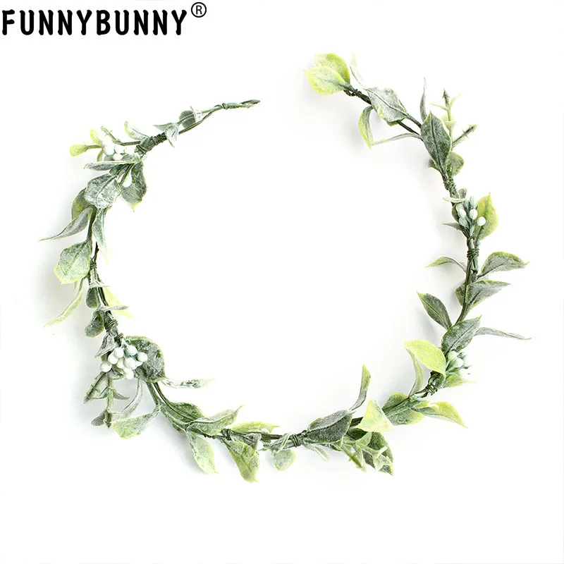 

FUNNYBUNNY Artificial Floral Crown Green Flower Crown Floral Bridal Head Piece for Photo Prop