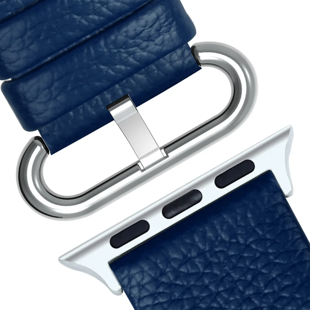 15 цветов Apple Watch Band 3/4 42 мм 38 мм, браслет для iWatch из натуральной кожи с застежкой из нержавеющей стали для iWatch серии 4 и 3 и 2 и 1 - Цвет ремешка: Dark Blue