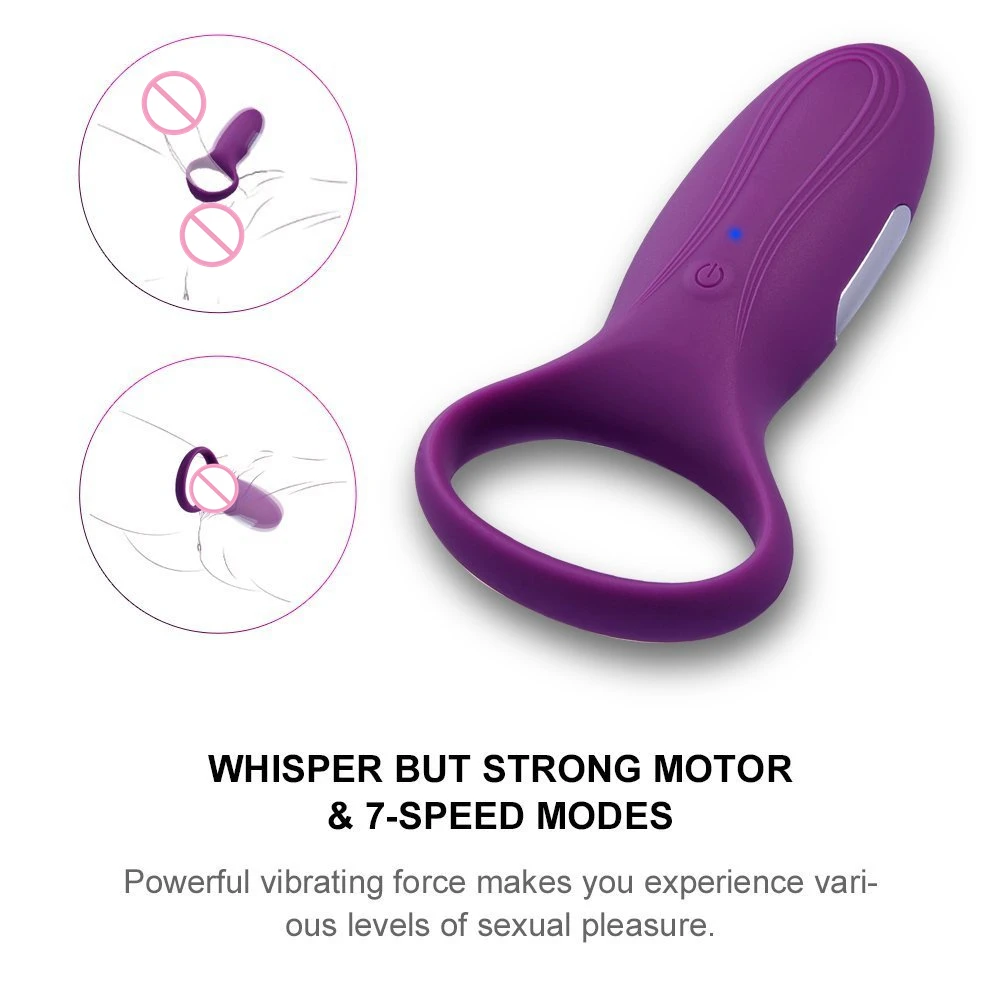 Silicone USB Charging 7-speed Vibrating Cock Ring Penis Ring Vibrator Sex Toys for Men and Women 4