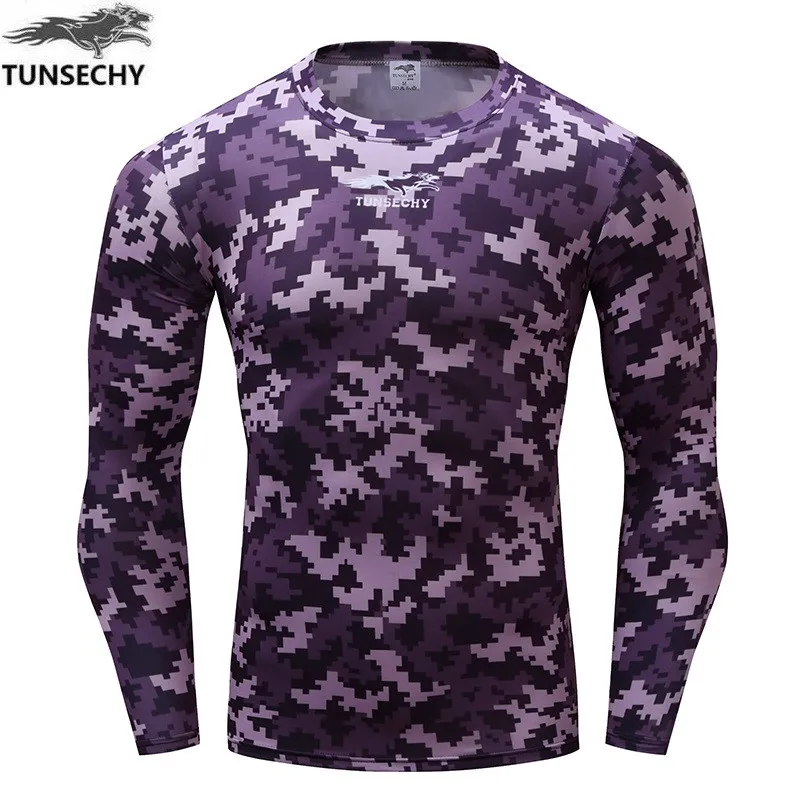 TUNSECHY Brand Bodybuilding Fitness Camouflage font b T shirt b font Quick Dry 3d Digital Print