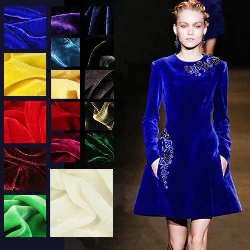 

SV001.114cm Silk Velvet/Pure Color/Silk Fabric Mulberry Silk Inelasticity/Width 1.25yd Thickness 220g/m