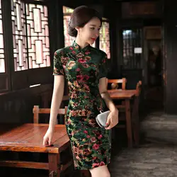 Мода 2018 Velvet Cheongsam Сексуальная Qipao платье китайское традиционное Платья для женщин Китай Костюмы магазине халат Восточный Воротники