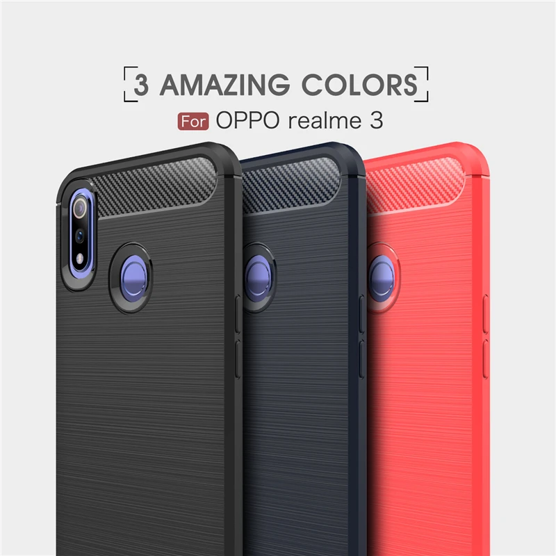 Wolfsay чехол из углеродного волокна для Oppo Realme 3 противоударный резиновый
