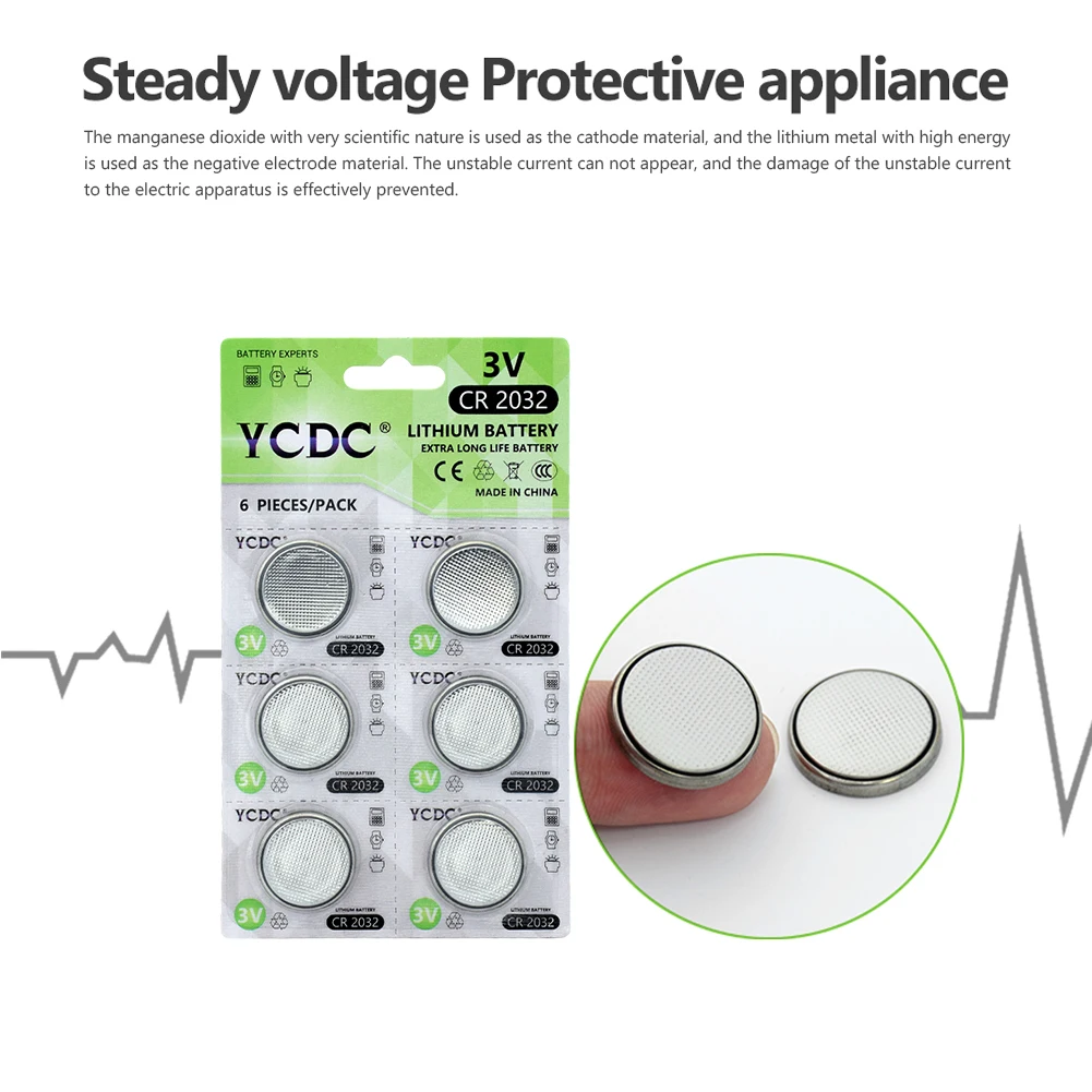 12 stücke/2 Karten YCDC 3V CR 2032 Münze Zelle Batterie DL2032 5004LC
