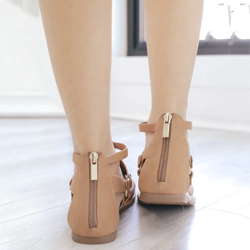 Flats casual shoes woman sandals female 2019 fashion lighted flat with women shoes solid clip toe hollow women sandals plus size (16)
