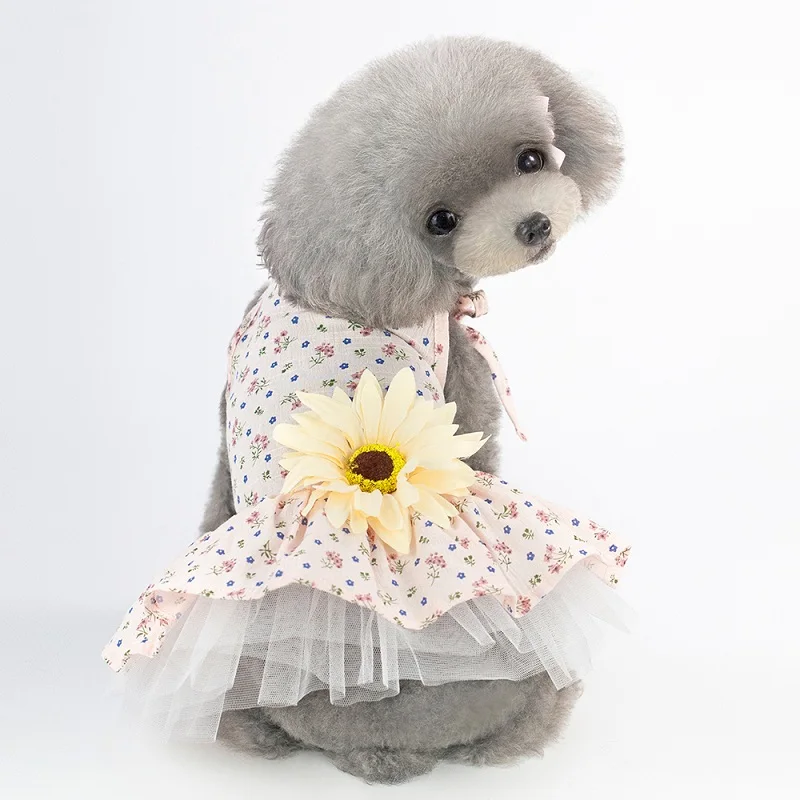 Летнее платье для собак Одежда для маленьких собак милое платье принцессы боди платье юбка одежда для щенков Весенняя домашняя одежда для животных - Цвет: yellow