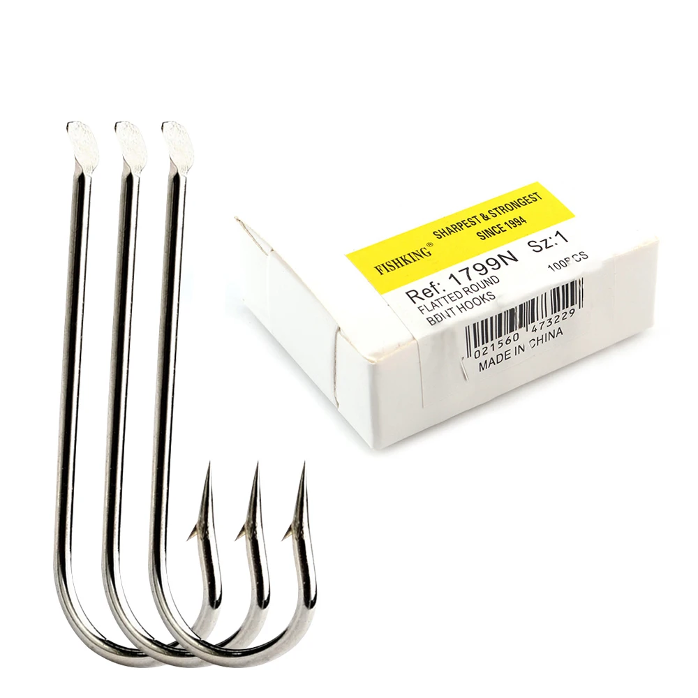 

100pcs/lot 1#-10# 1799N High Carbon Steel Fishing Hooks Flatted Round Barbed Hand Hooks Carp Fishing Accessories Lure Jig
