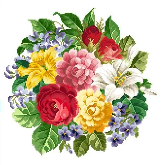 

Embroidery Package Hot Sell Best Quality Cross Stitch Kits Beautiful Flower Bouquet Free Shipping