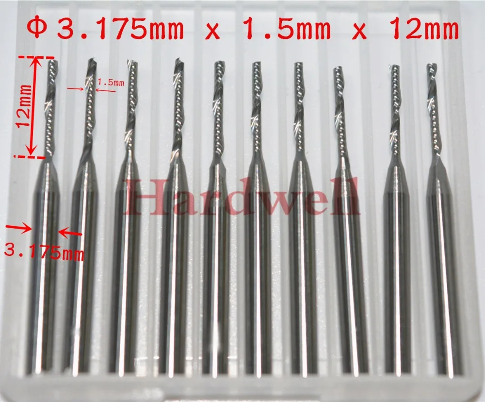 3.175mm*1.5mm*12mm CNC machine solid carbide tungsten end mill woodworking milling cutter 1 Flute PVC MDF acrylic wood | Инструменты