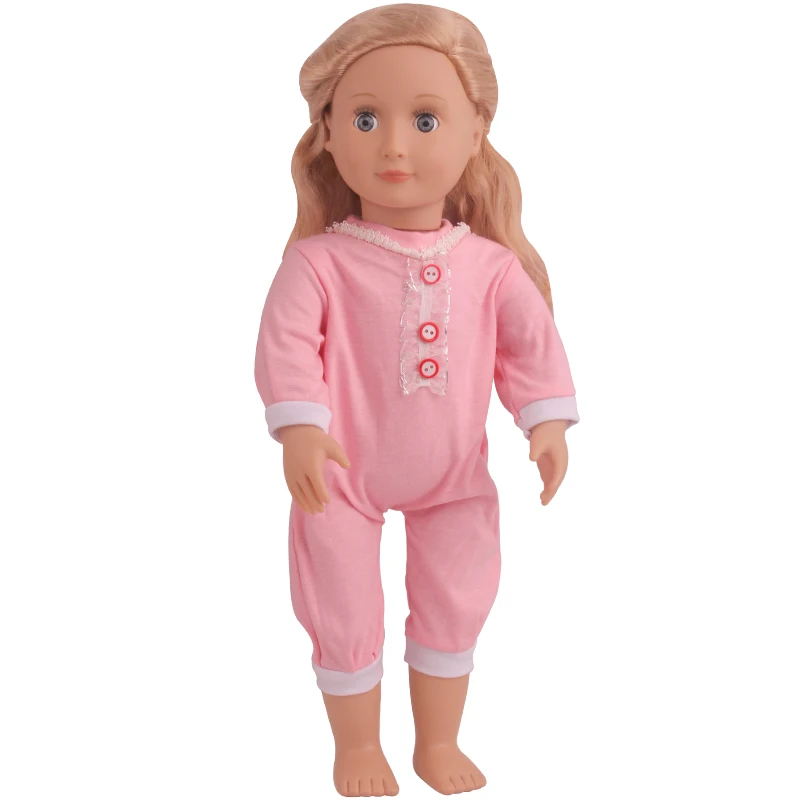 

18 inch Girls doll clothes Cute pink one-piece suit American new born dress Baby toys fit 43 cm baby dolls c795