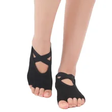 Для женщин хлопоковые носки для йоги противоскользящие пять пальцев с открытой спиной Бандажное платье с перекрещиванием силиконовые Нескользящие балетные костюмы для танцев Одежда для фитнеса, носки