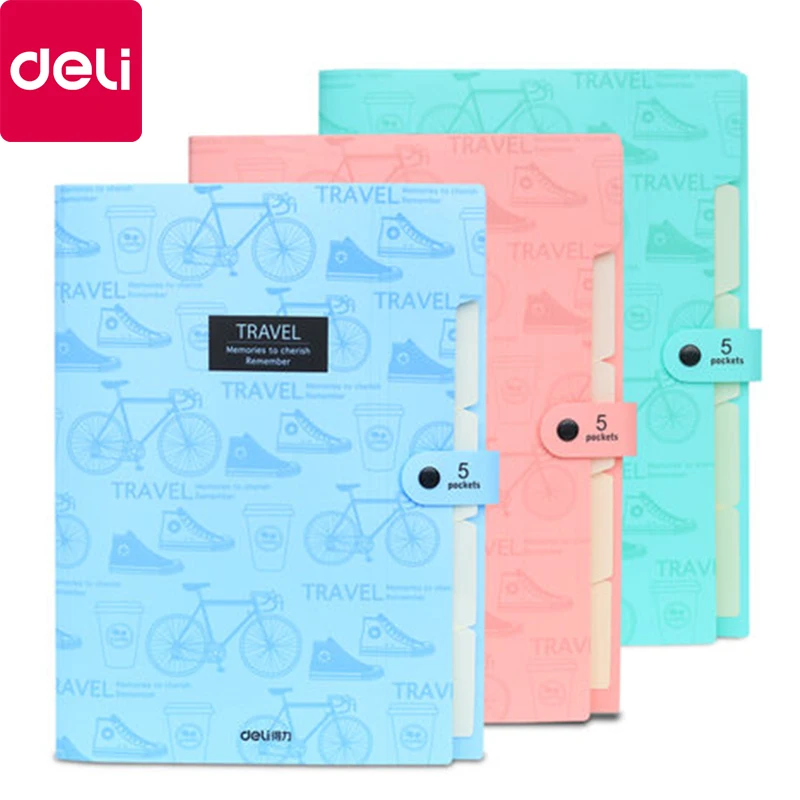 

1pcs Deli 5736 Organ Bag Folder Multi-layer Test Paper Clip Package 5 Plaid Bill Storage Bag File Bag Portfolio File Folder