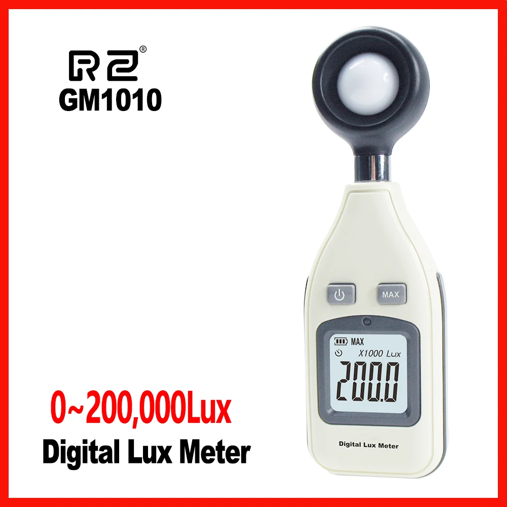 

RZ Free Shipping Lux Meter Measuring Handheld tool Range 0Lux~200,000Lux/0Fc~185,806Fc GM1010