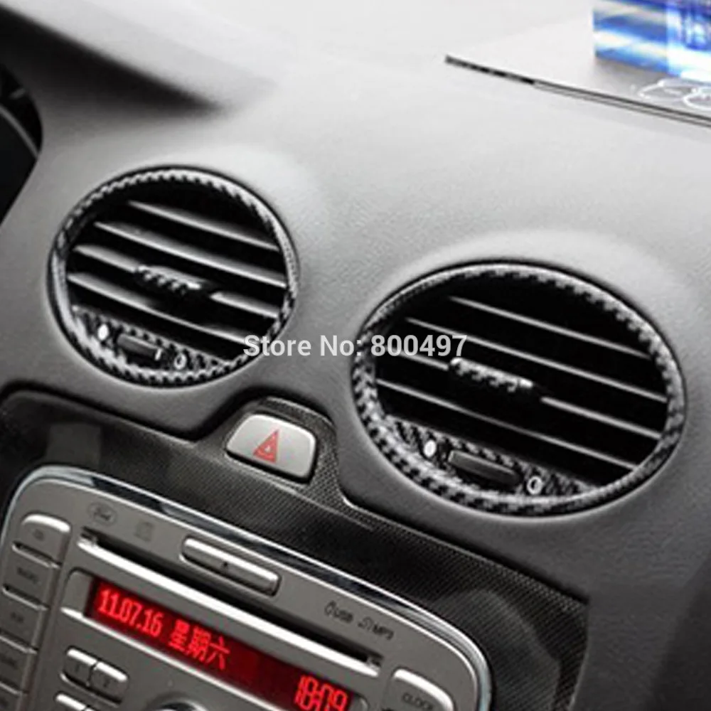 

New Car Styling Car Accessory Covers Air-condition Vents Carbon Fiber Vinyl Sticker Decorative Decal for Ford Focus MK2