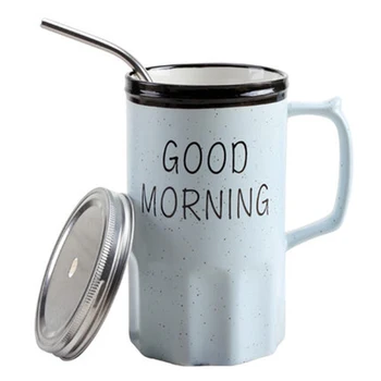 

Coffee Ceramic Mugs Personalize Creative With Straw Travel Lens Mug Nordic With Lid Kubek Ceramiczny Travel Milk Tea Cup 30M061