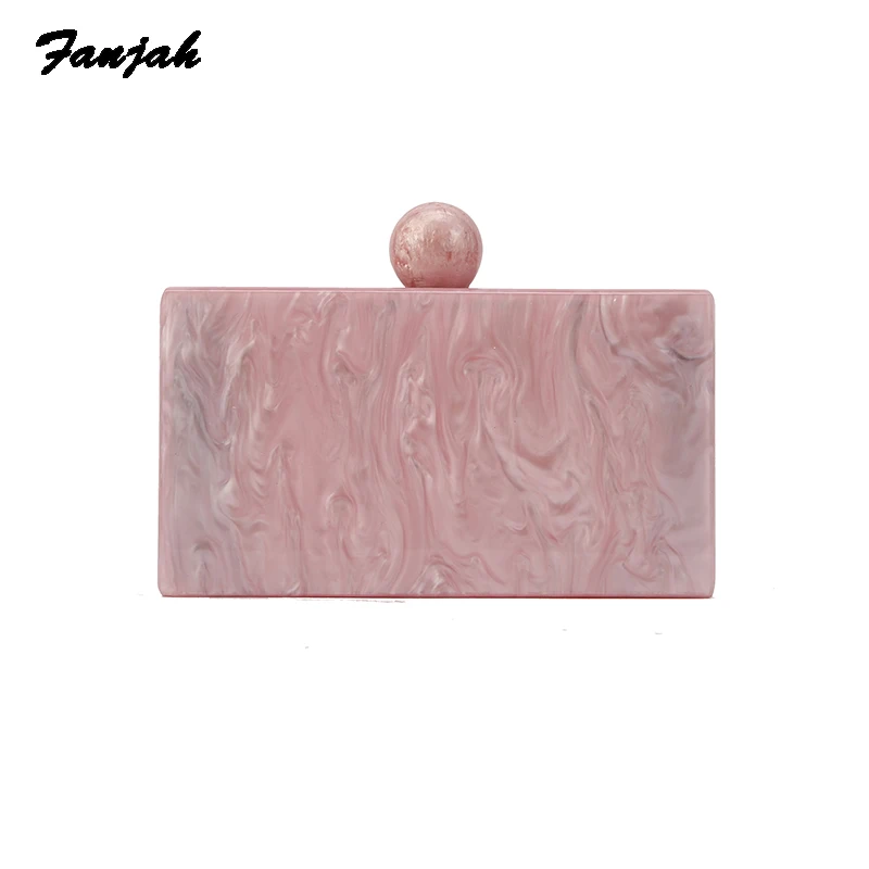 

Marble Pearl Pink Strap Small Handbags women Acrylic Shoulder mini Crossbody bag Sac a Main Femme Ladies Messenger Acrylic Bag