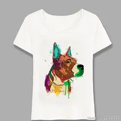 Футболка с принтом «Я люблю доберманна», летняя модная женская футболка с коротким рукавом и разноцветными рисунками собак, повседневные