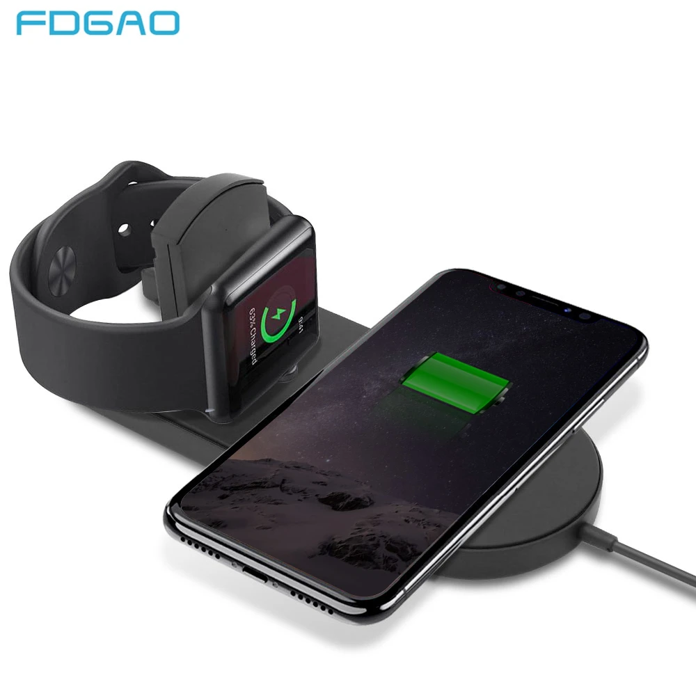 

Fdgao Qi Wireless Fast Charger for Apple Watch 1 2 3 iWatch iPhone XS Max XR X 8 Samsung S9 S8 Wireless Charging USB Pad Dock