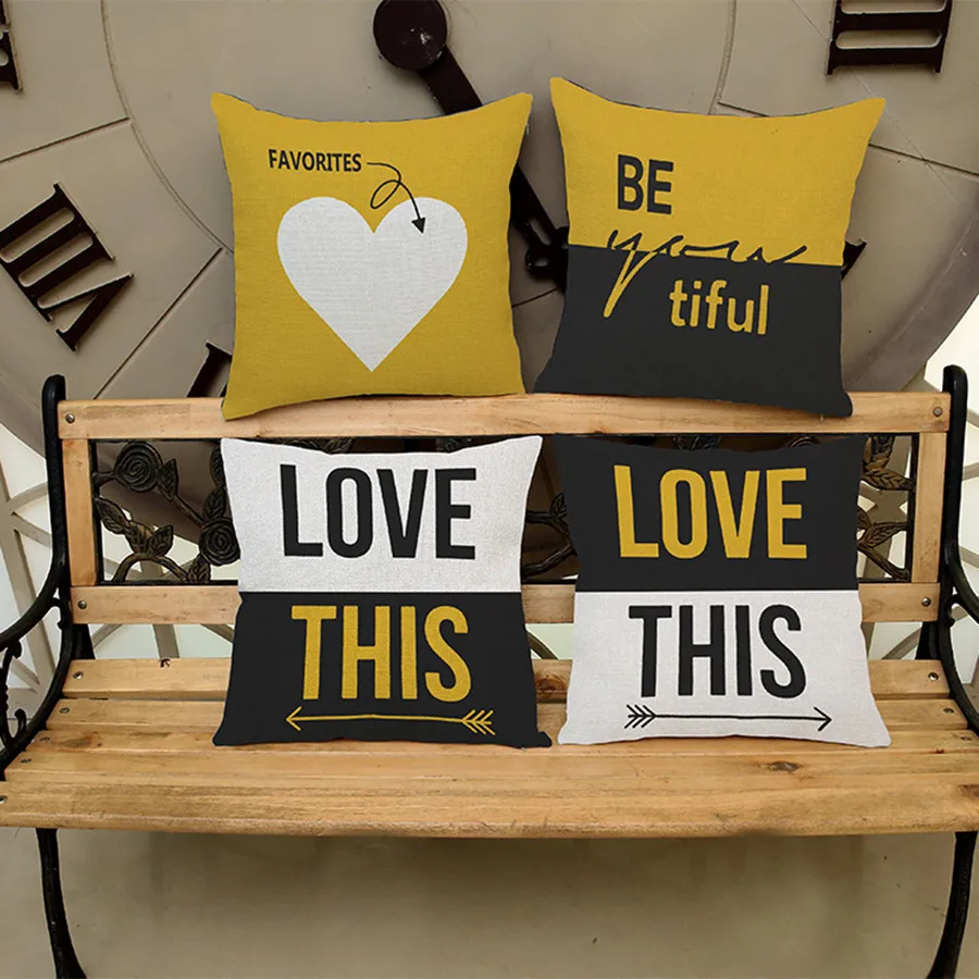 

Fashion High Quality Cotton Linen Cushion LOVE Theme Letter Decorative Throw pillows Valentine's Day Bedroom Sofa Decor Gift