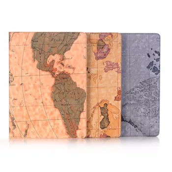 

for iPad Pro 12.9 inch 2017 2015 Case Map Print PU Leather Smart Cover Folio Stand Holder Card Slot Wallet Photo Fashion Women