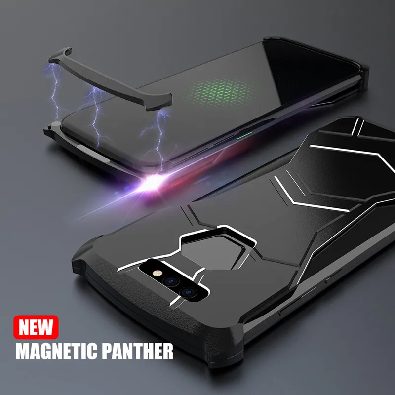 Роскошный чехол для телефона R just Panther Xiaomi 9 /black Shark алюминиевый бампер с магнитной